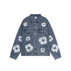American-style baseball jacket American-style Denim Tears cotton flower denim jacket for men ¨C loose-fit, high-street trendy brand