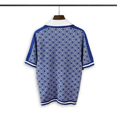 Casablanca knitted short-sleeved sweater Ornate Geometric Jacquard Chest Badge