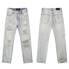 GODSPEED Jeans Denim Multi-Ripped Grunge Graphic Oversized Straight Pants