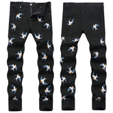 Mens Fashion Jeans Birdprint embroidery 5707#