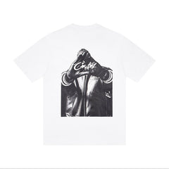 CORTEIZ T-shirt Y2K Hand Holding Island Crest Back Hand Sign Photo Printed Oversized White Tee
