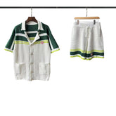 Casablanca knitted short-sleeved sweater ontrast Trim Vacation Knit Outfit Set