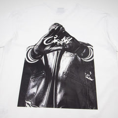 CORTEIZ T-shirt Y2K Hand Holding Island Crest Back Hand Sign Photo Printed Oversized White Tee