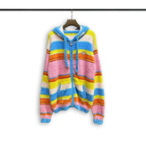 Casablanca knit sweater Vibrant Multicolor Striped Plush Knit Outerwear