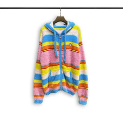 Casablanca knit sweater Vibrant Multicolor Striped Plush Knit Outerwear