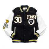 American-style baseball jacket Niche Streetwear STU Black & White Collaboration Embroidered Unisex Piece (Spring/Autumn/Winter)