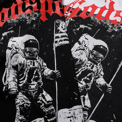 Godspeed T Shirts Astronaut Moon Landing Print Cotton Casual Short Sleeve Men and Women