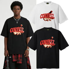 CORTEIZ T-shirt Y2K Boxing Gloves Printed Oversized Streetwear Tee