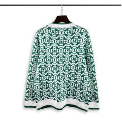 Casablanca knit sweater Contrast Rib Cuff Vintage Ornamental Jacquard Knitwear