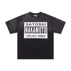 SATOSHI T Shirts High-quality pure cotton trendy unisex heavyweight loose fit fashionable and versatile
