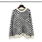 RHUDE knit sweater Distorted Racing Check Allover Print Casual Pullover