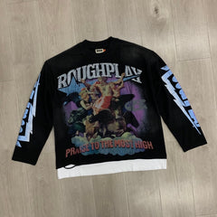 Roughplay Long sleeved shirt "Praise to the Most High" – High-quality, stylish rhinestone design featuring premium direct-to-film (DTF) printing.