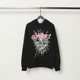 Sp5der hoodie Pink letter spiderweb Pure cotton high quality spring/summer