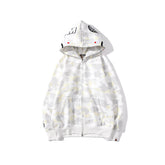 Bathing Shark print Hoodie camouflage luminous sweater men's autumn and winter cardigan