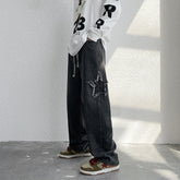 Men Jeans Retro Washed Casual Trousers