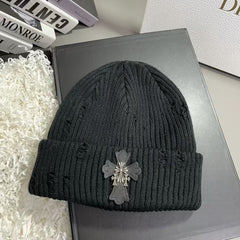 CHH Heart Beanie Ripped Cross Knitted Hat Warm Hat Wool