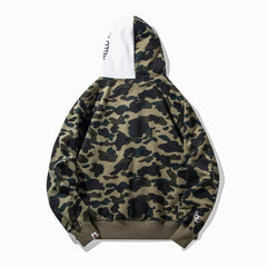 Bathing Shark print Hoodie Hello Kitty Camouflage Sweater Men