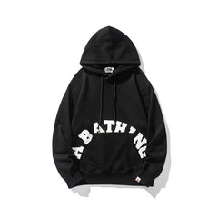 Bathing Shark print Hoodie Man Alphabet Print Solid Color Shark