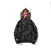 Bathing Shark print Hoodie Camouflage Shark Tiger Head Double Hat Sweater