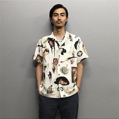 GUILTYPARTIES TIGER Shirts 18ss Ghosts Night Walk Ukiyo-e Printed Hawaiian Short Sleeve Shirt Men