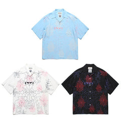 GUILTYPARTIES TIGER Shirts WOLF'S HEAD Spider Eyes, Hawaiian Short Sleeve Shirt Men