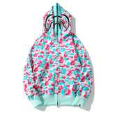 Bathing Shark print Hoodie Miami Two-Hat Cardigan Zipper Fall/Winter Velvet Shark