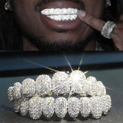 Grillz Hip-Hop Rock Hip-Hop Braces Real Gold Plated 10-Tooth Micro-studded Diamond Cross-Border HIPHOP Braces Halloween Hip-Hop Ornaments