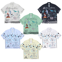 GUILTYPARTIES TIGER Shirts 24ss World Peace Series Theme, Hawaiian Short Sleeve Shirt Men
