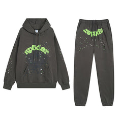 Sp5der Hoodie Spider Web Velvet Padded Hooded Sweatshirt