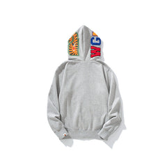 Bathing Shark print Hoodie Grey Pink Double Hood Cardigan Zip Hooded Fleece Shark