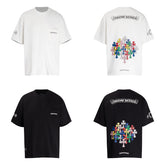 CHH Heart T Shirts Colorful Cross Flower Arm Short Sleeve