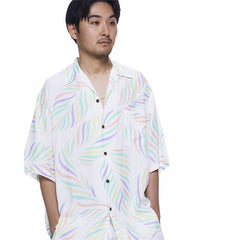 GUILTYPARTIES TIGER Shirts 23SS LEAF ALOHA Leaf Full Print Hawaiian Short Sleeve Shirt Men