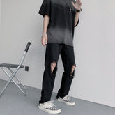 Men Jeans Ripped Jeans Men's Summer Loose Straight Wide Leg Pants