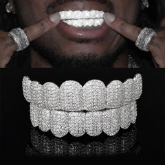 Grillz Hip-Hop Rock Halloween Cross-border Hip-Hop Braces Accessories 18K Real Gold Electroplated Copper Zirconium Teeth Accessories Exaggerated Rap Props Braces Accessories