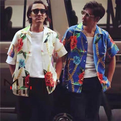 GUILTYPARTIES TIGER Shirts 20SS Bramble Flower, Virgin Mary, Hawaiian Short Sleeve Shirt Men