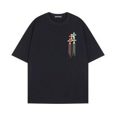 CHH Heart T Shirts Cross Color Printed Short Sleeve T-Shirt Loose