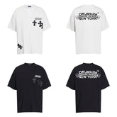 CHH Heart T Shirts Cross Color Leather Printed Short Sleeve T-Shirt Loose