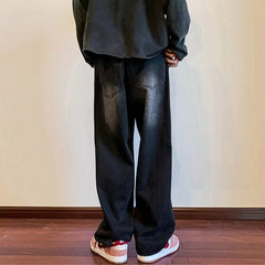 Men Jeans Vintage Jeans Straight Loose Wide Leg Pants