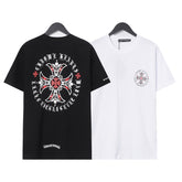 CHH Heart T Shirts Croix Cross Leather Printed Short Sleeve T-Shirt