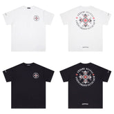 CHH Heart T Shirts Red Cross Sanskrit Letter Short Sleeve T-Shirt
