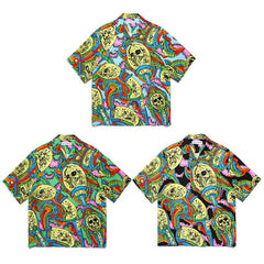 GUILTYPARTIES TIGER Shirts 24ss Science Fiction Graffiti, Rayon Casual, Hawaiian Short Sleeve Shirt