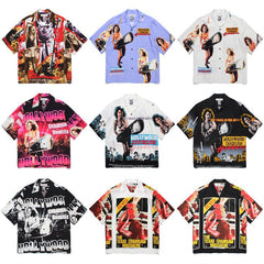 GUILTYPARTIES TIGER Shirts 23SS CHAINSAW Chainsaw Horror Hawaiian Short Sleeve Shirt Men