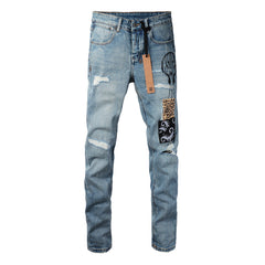 KSUBI Jeans Slim Fit Casual Stretch Ripped Jeans