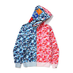 Bathing Shark print Hoodie Shark Stitching Sweater Men's Cardigan