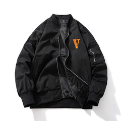 Mens Vintage Jackets Letter Embroidery Loose Baseball Flight Suit