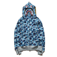 Bathing Shark print Hoodie Camouflage Alphabet Embroidery Shark Hooded