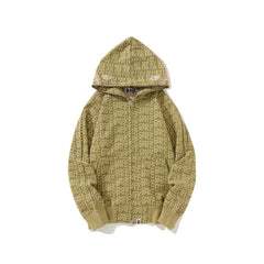 Bathing Shark print Hoodie Full Print Sweater Cardigan Zip Hooded