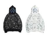 Bathing Shark print Hoodie Luminous Star Print Jacket