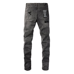 KSUBI Jeans Slim Fit Casual Patchwork Jeans