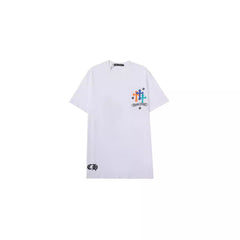 CHH Heart T Shirts Croix Cross Color Leather Printed Short Sleeve T-Shirt
